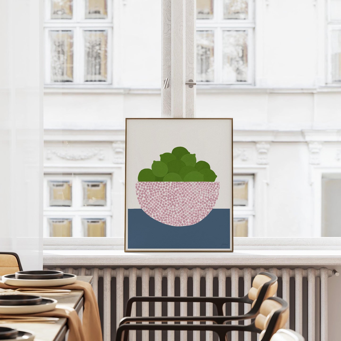 Bowl of Limes Abstract Still Life Art Print - Framed or Unframed - 230409