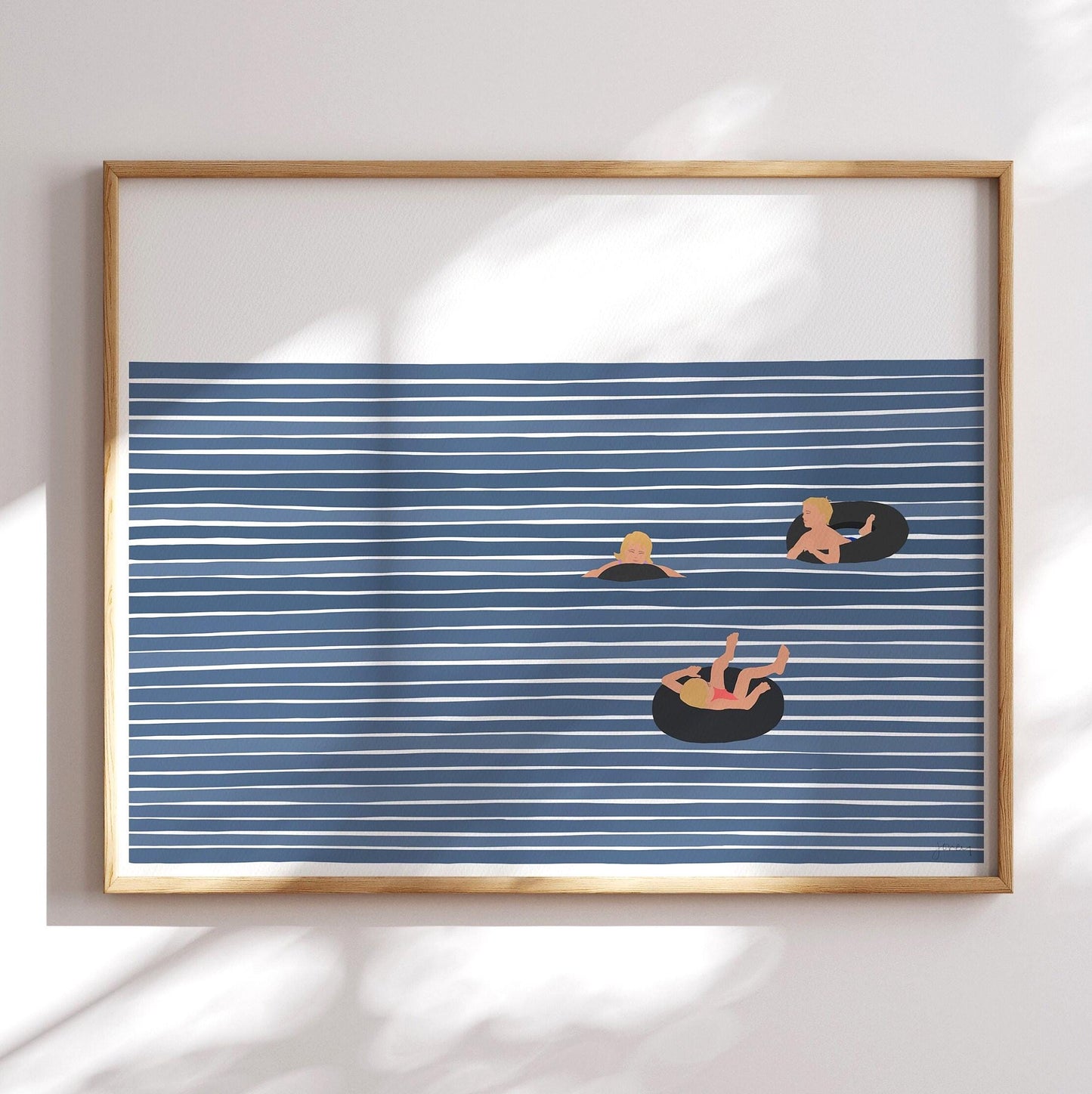 Family in Inner Tubes Art Print - Unframed or Framed - 220917