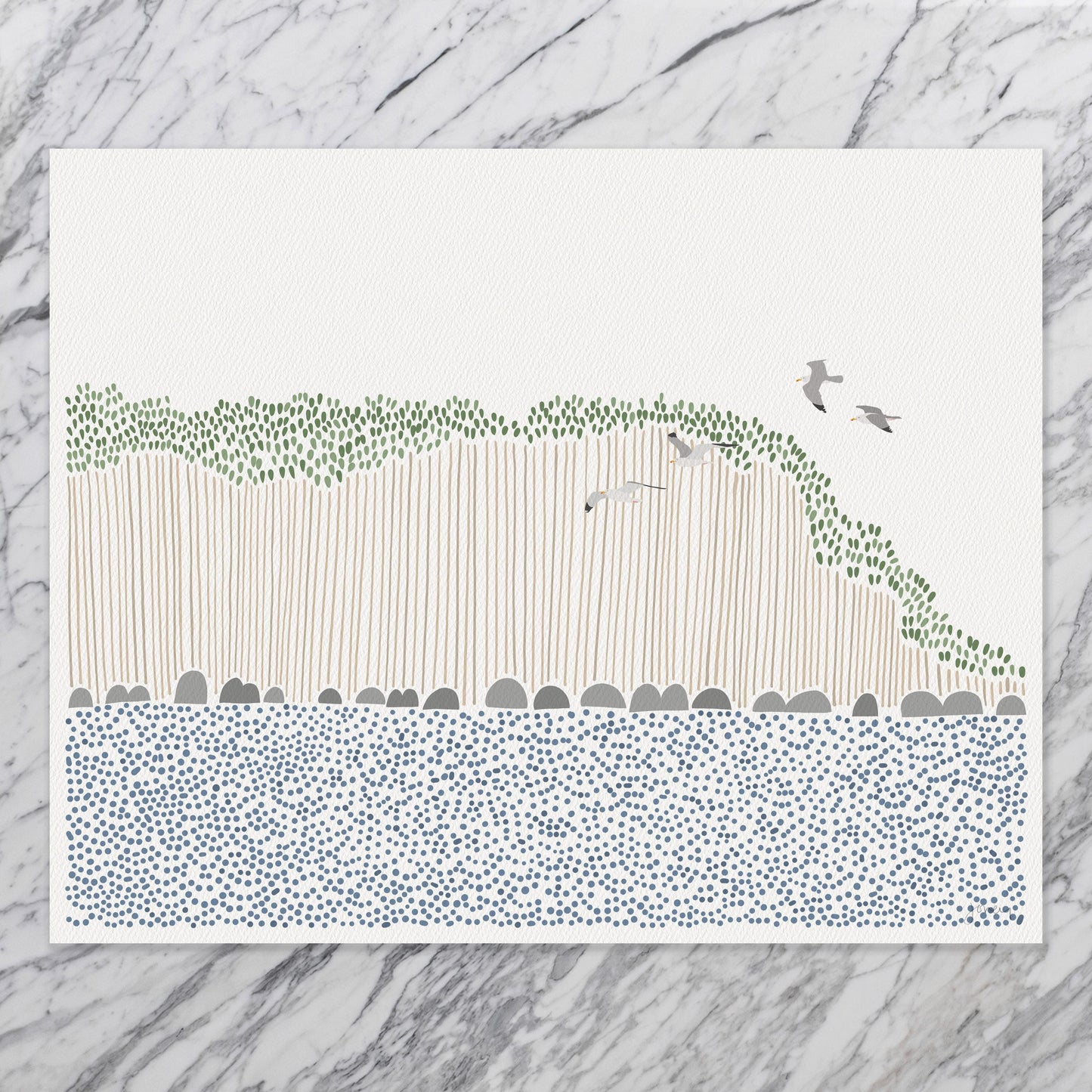 Ocean Cliffs Art Print - Unframed or Framed - 240908