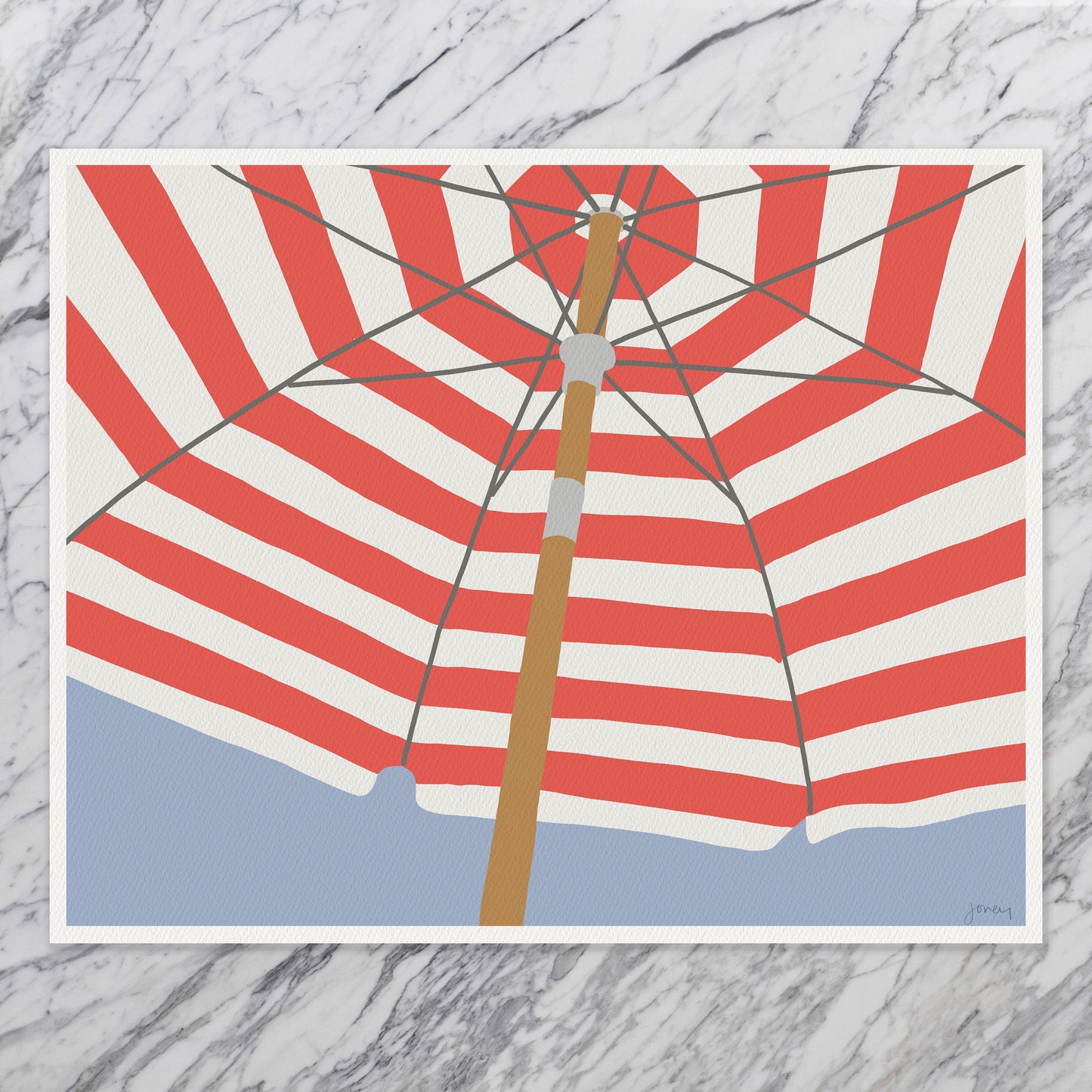 Coral Umbrella Art Print - Unframed or Framed - 240714
