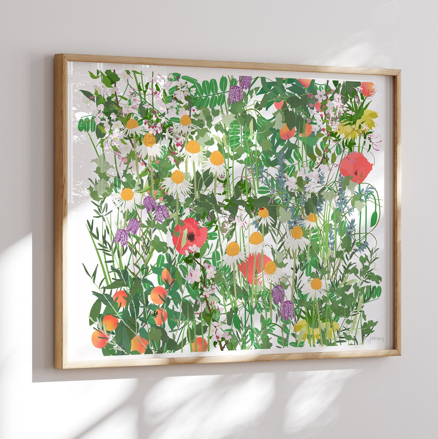 Mille Fleur with Daisies Art Print - Unframed or Framed - 210524