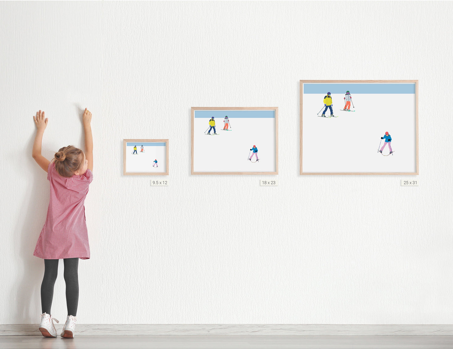 Ski Family Art Print -  Unframed or Framed - 220108