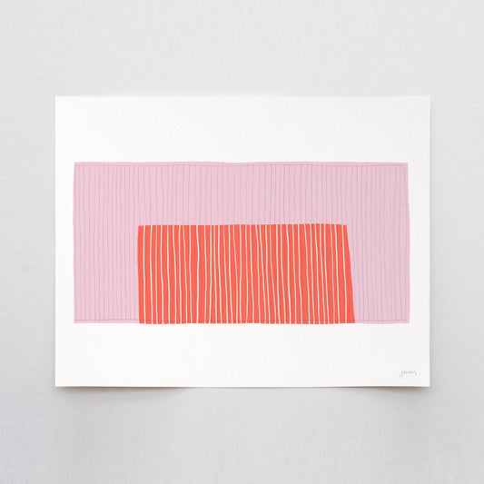 Pink and Coral Color Block Art Print - Unframed or Framed- 190402
