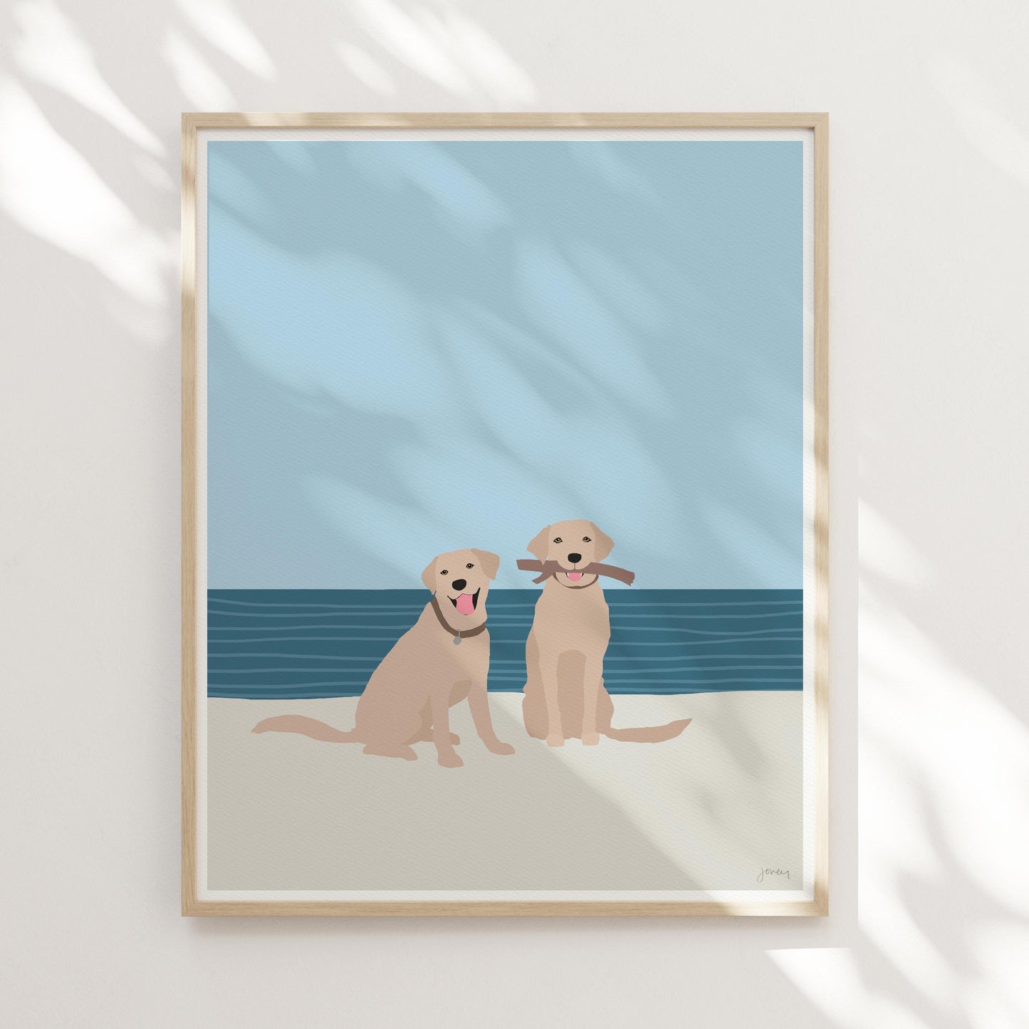 Labradors at the Beach Art Print - Unframed or Framed - 160522