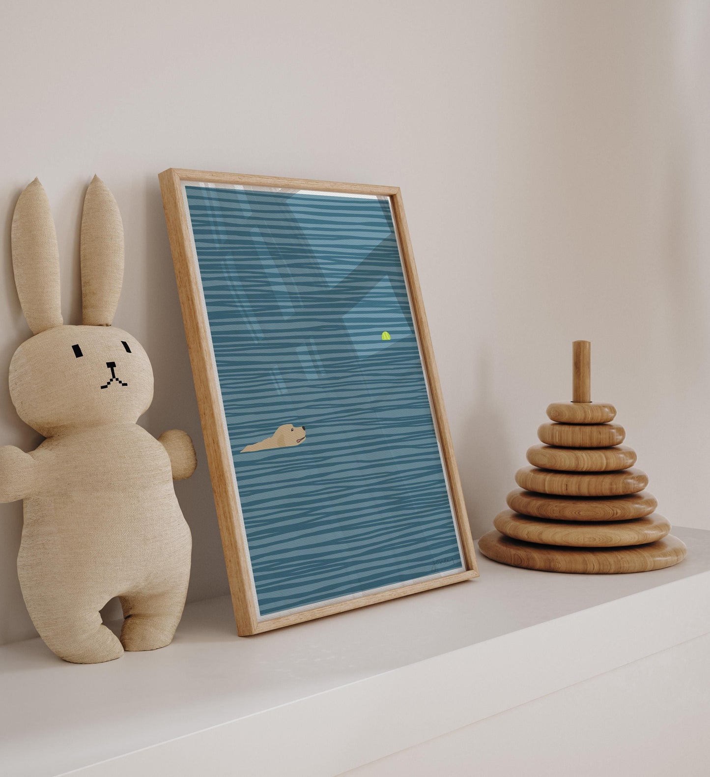 Yellow Labrador Swimming Art Print - Unframed or Framed - 140306