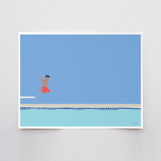 Boy Jumping into Pool Art Print - Unframed or Framed - 150713