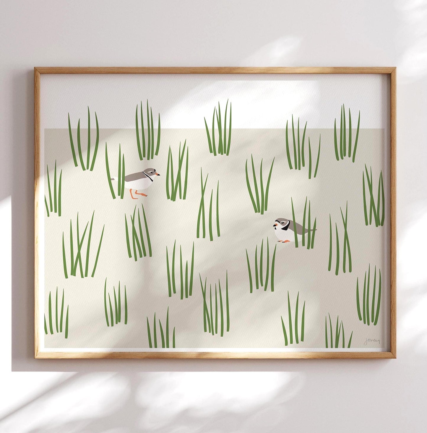 Plovers in Grass Dunes Art Print - Unframed or Framed - 250124