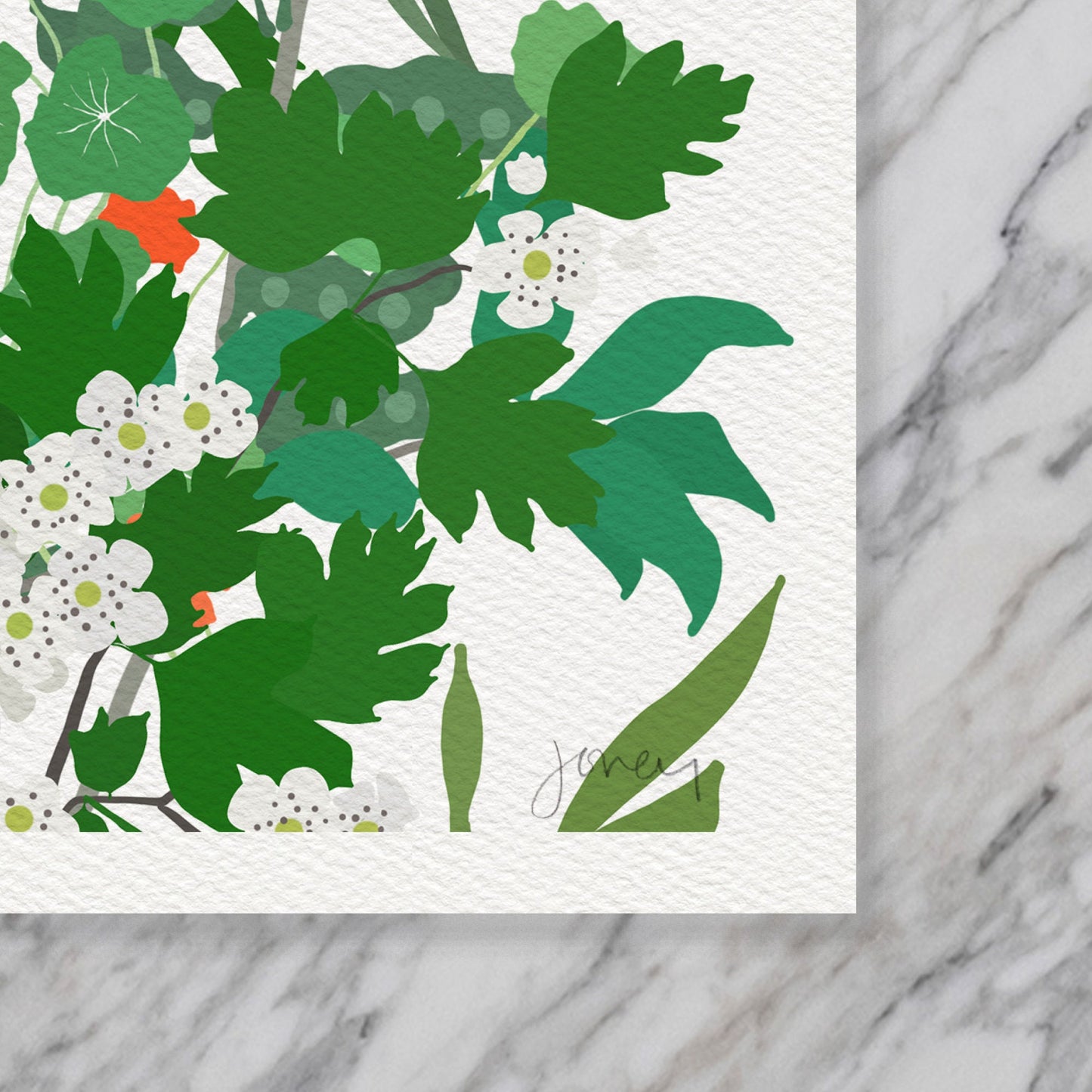 Mille Fleur with Butterflies Art Print - Unframed or Framed - 210507