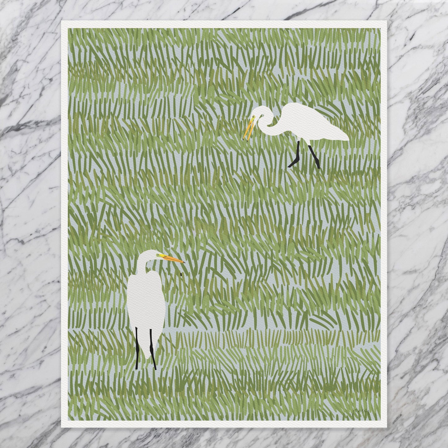 Two Egrets Art Print - Unframed or Framed - 220402