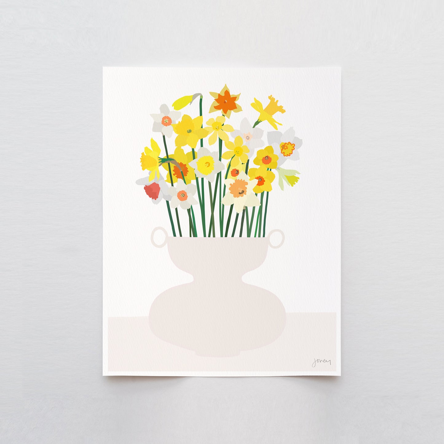 Abstract Vase of Daffodils Art Print - Unframed or Framed - 200816
