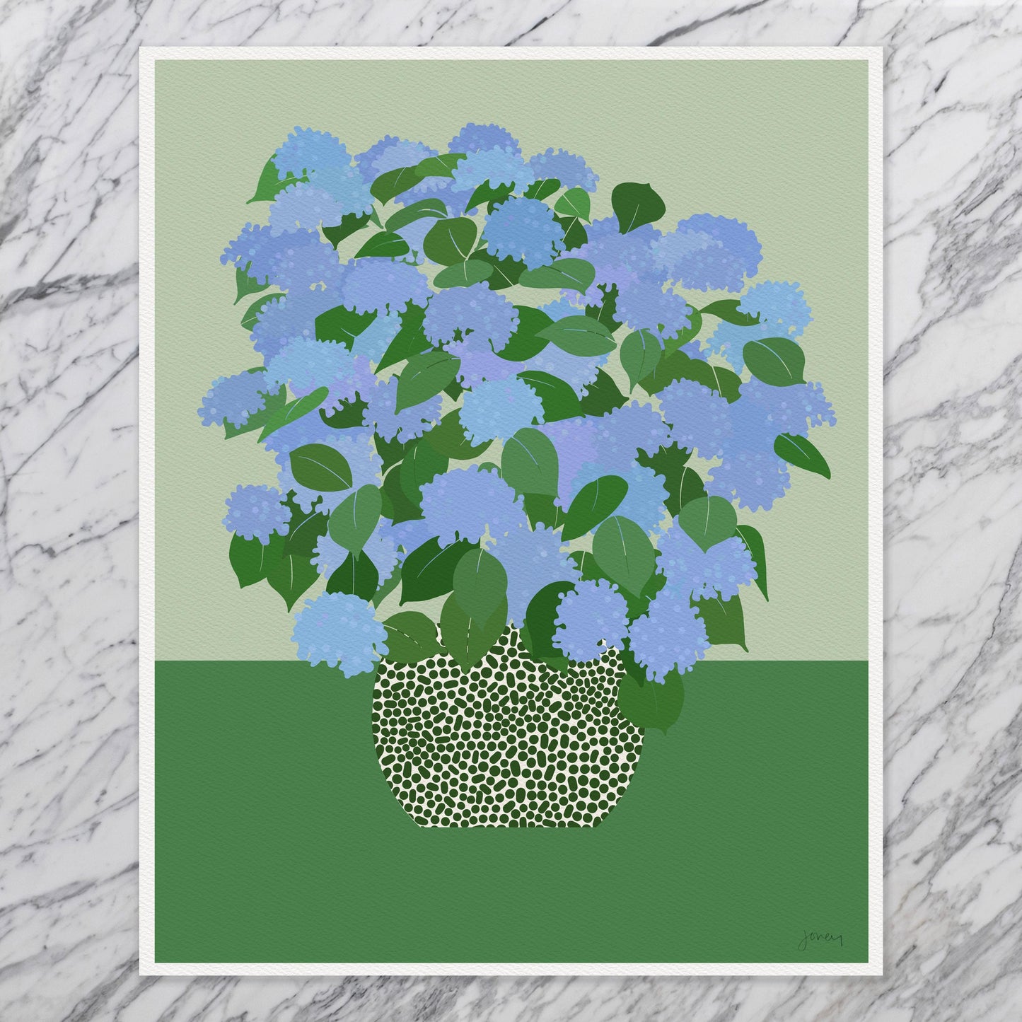 Blue Hydrangea Still Life Art Print - Unframed or Framed - 240628
