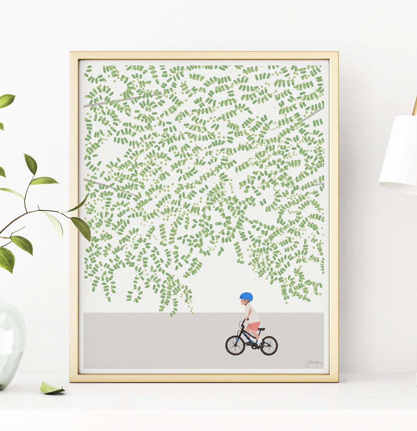 Boy Riding a Bike Art Print - Unframed or Framed - 230520