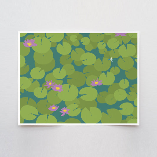 Lily Pads with Dragonfly Art Pint - Unframed or Framed - 240328