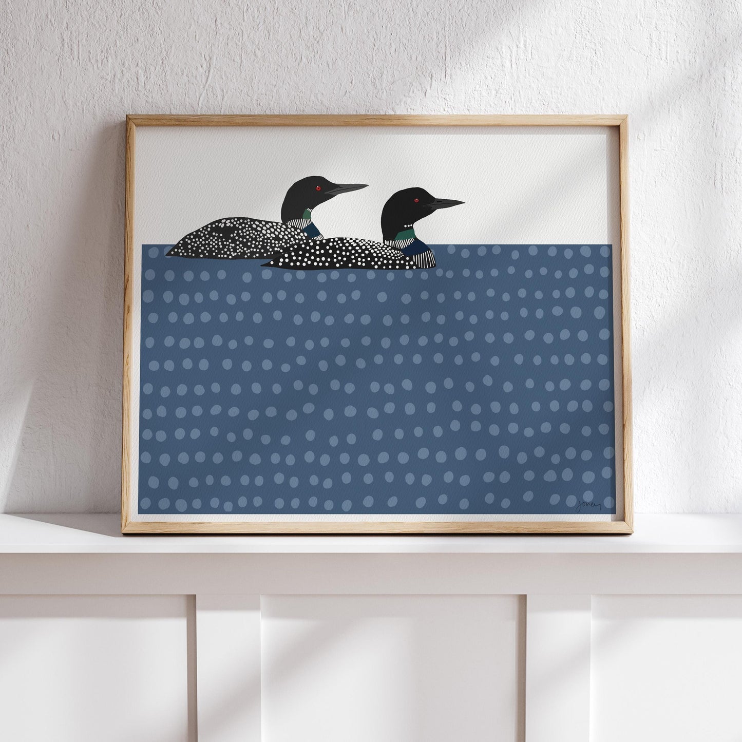 Swimming Loons Art Print - Unframed or Framed - 250226