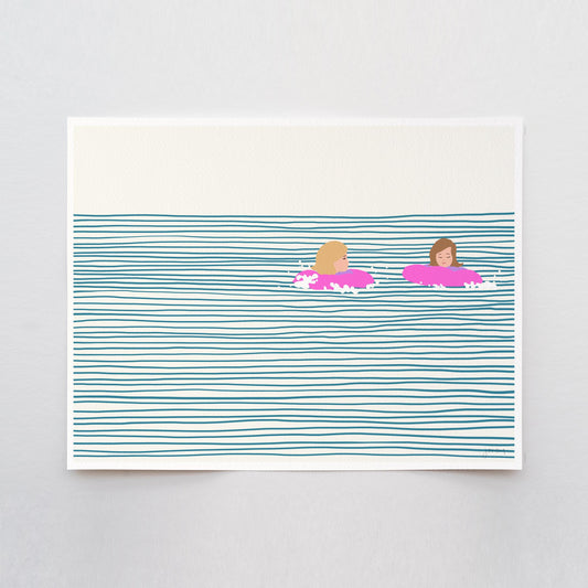 Girls in Pink Floaties Landscape Art Print - Unframed or Framed - 130809L