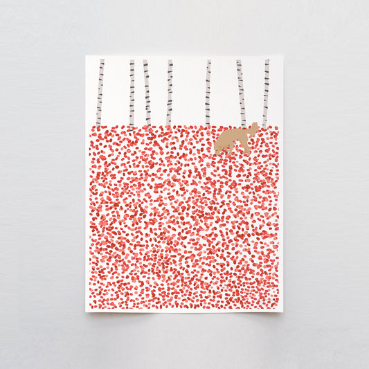 Autumn Leaves with a Golden Retriever Art Print - Unframed or Framed - 221115