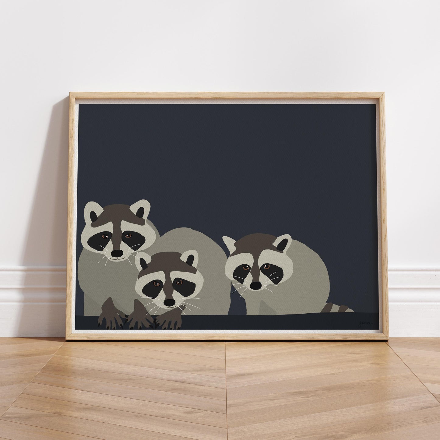 Raccoon Family Art Print - Unframed or Framed - 150723