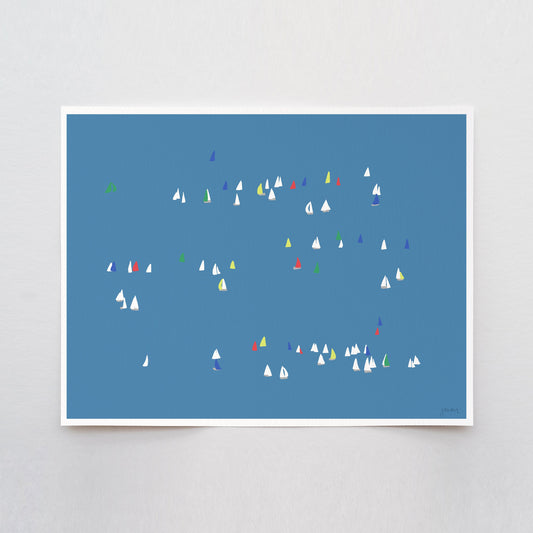 Sailing Regatta Abstract Art Print - Unframed or Framed - 160216