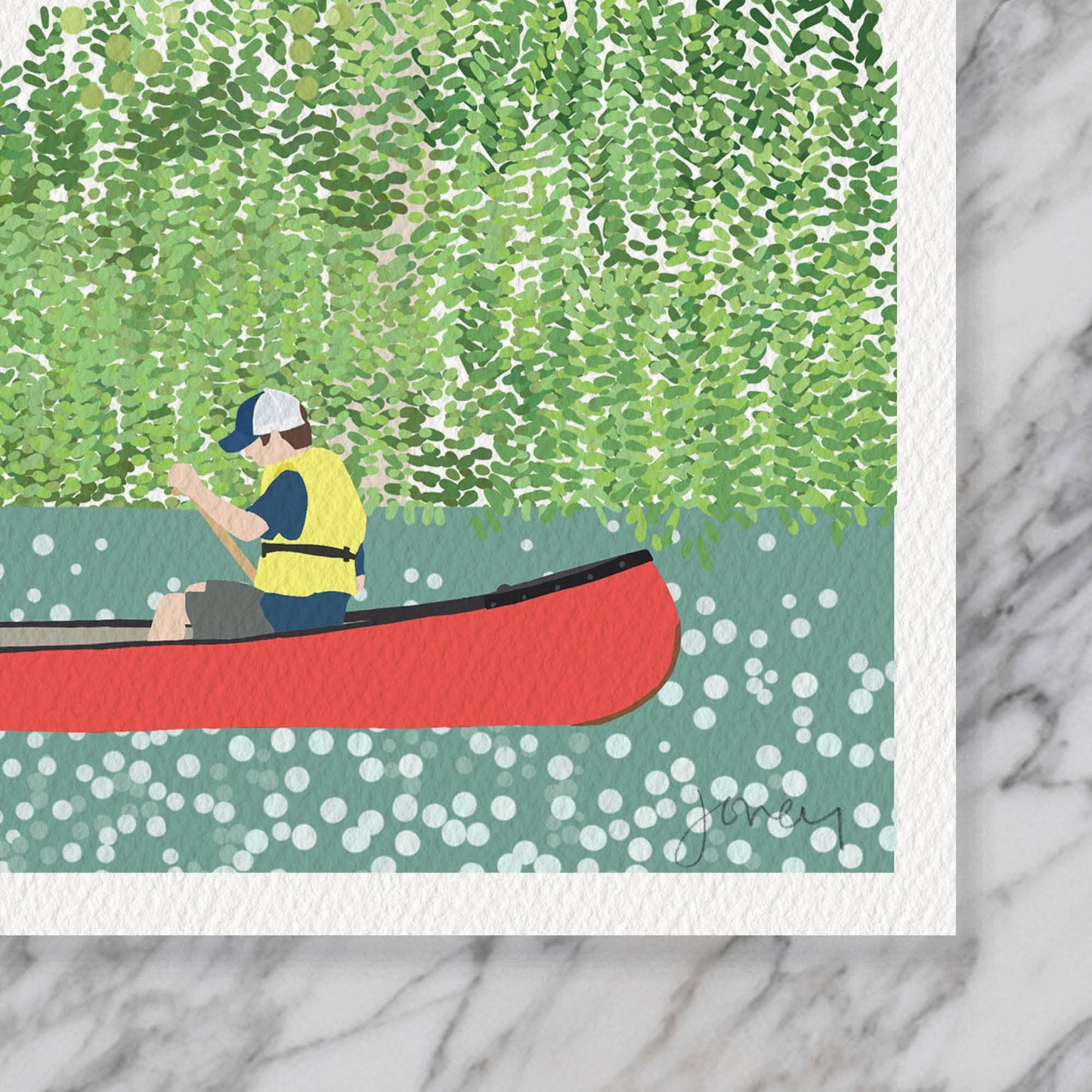 Canoeing Brother and Sister Art Print - Unframed or Framed - 210708