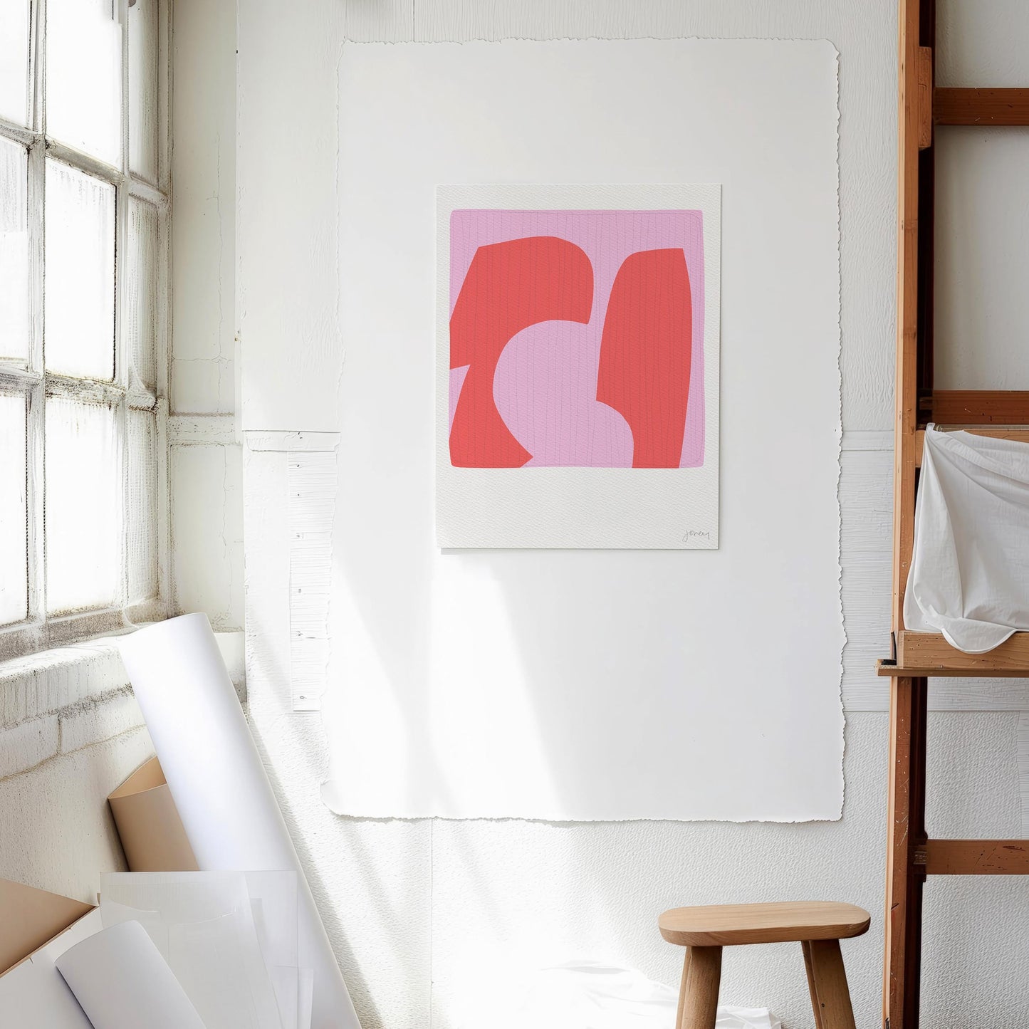 Abstract with Pink and Red Art Print - Unframed or Framed - 190309