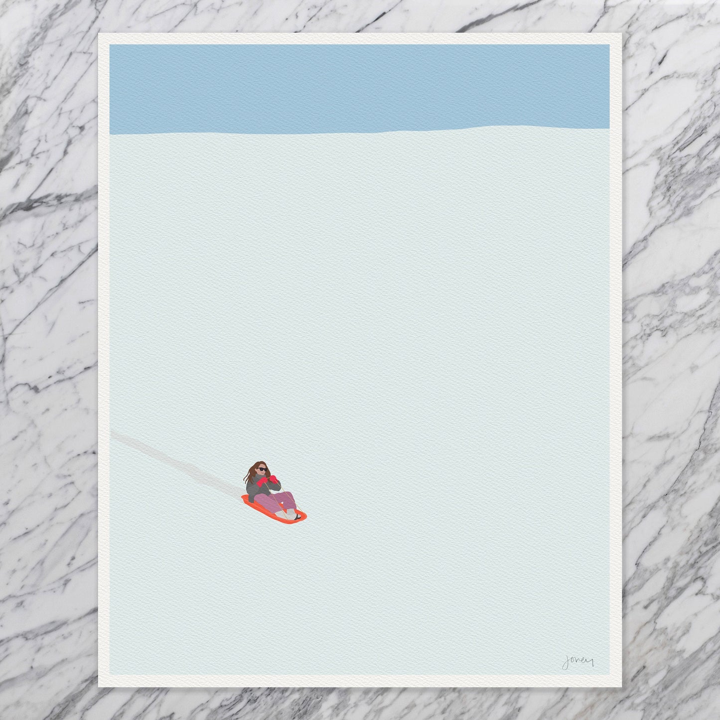 Tobogganing Art Print - Unframed or Framed - 211225