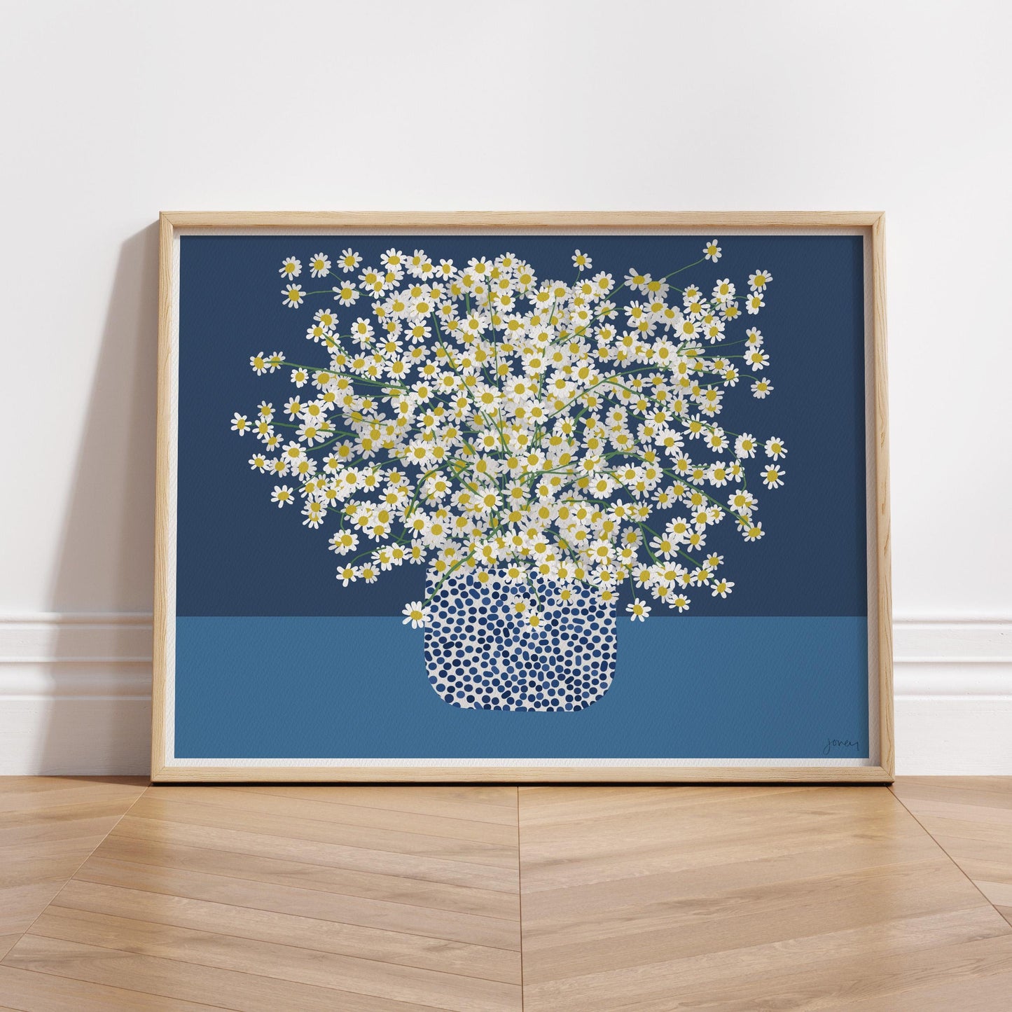 Chamomile Landscape Still Life Art Print - Framed or Unframed - 250305