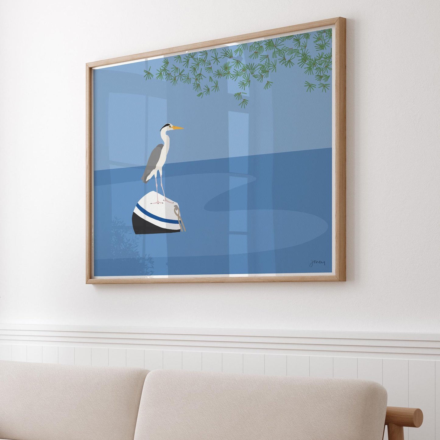 Heron on a Buoy Art Print – Signed - 260712