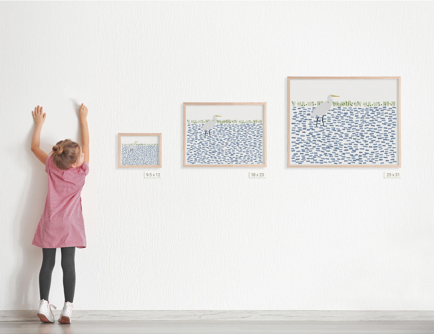 Egret in Shallow Water Art Print - Unframed or Framed - 250416