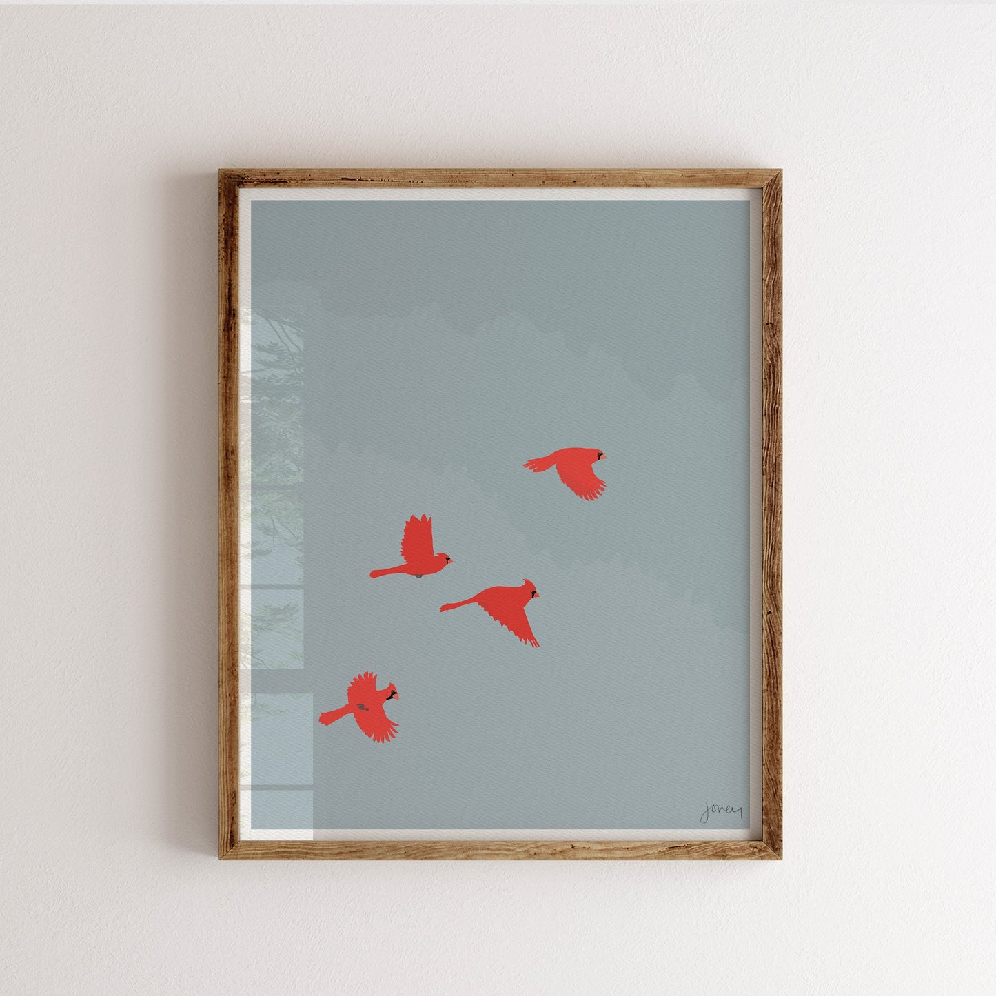 Four Flying Cardinals Art Print - Unframed or Framed - 231202
