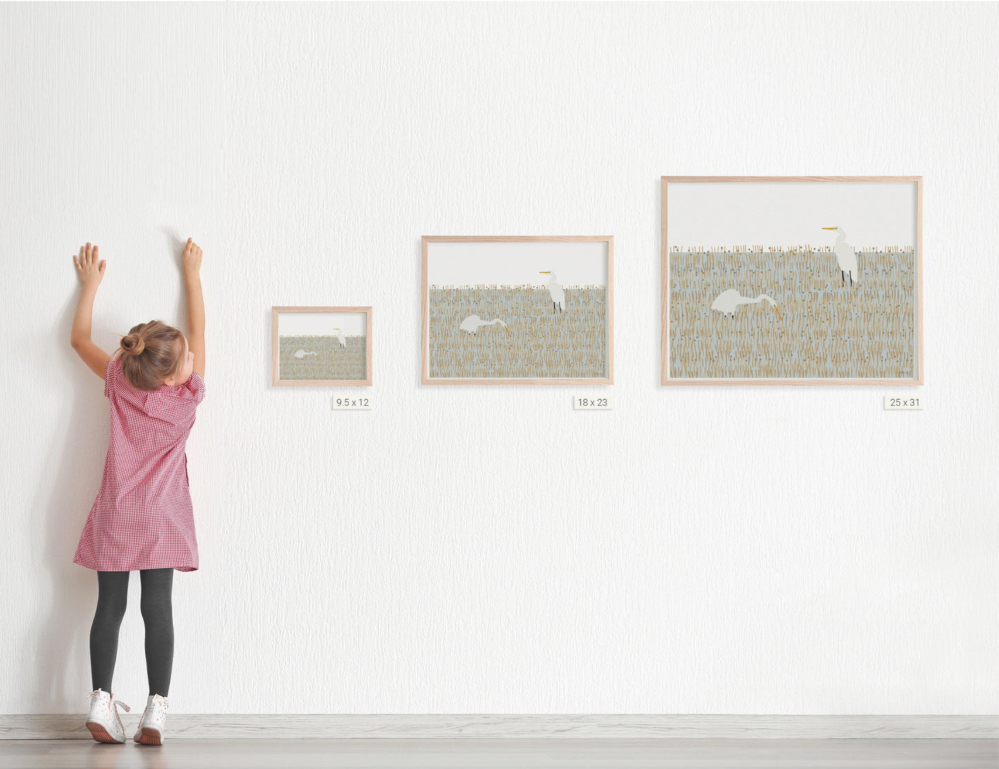 Egrets in Winter Marsh Art Print - Unframed or Framed - 250329