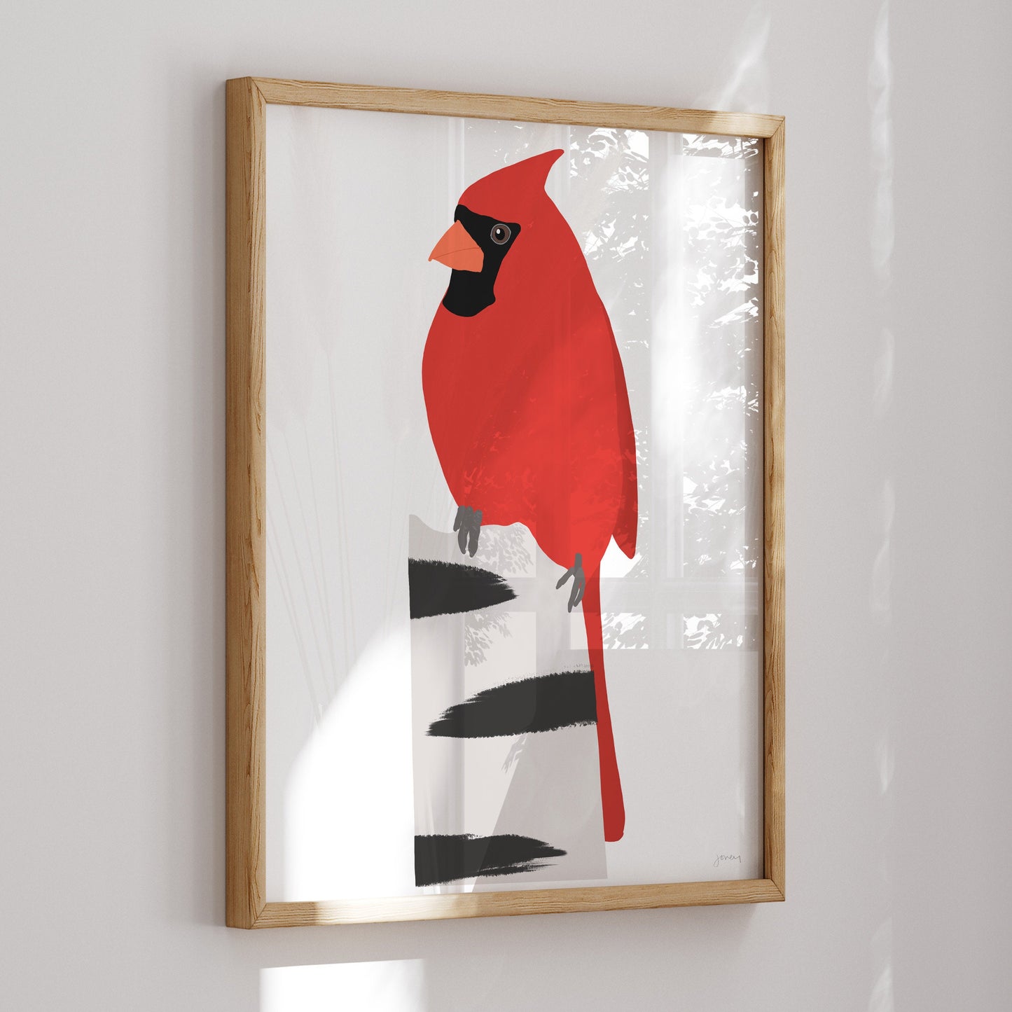 Cardinal in Birch Art Print - Unframed or Framed - 230121