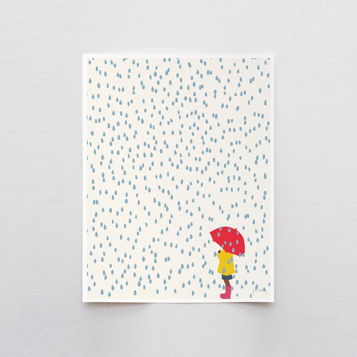 Little Girl in the Rain Art Print - Unframed or Framed - 140206