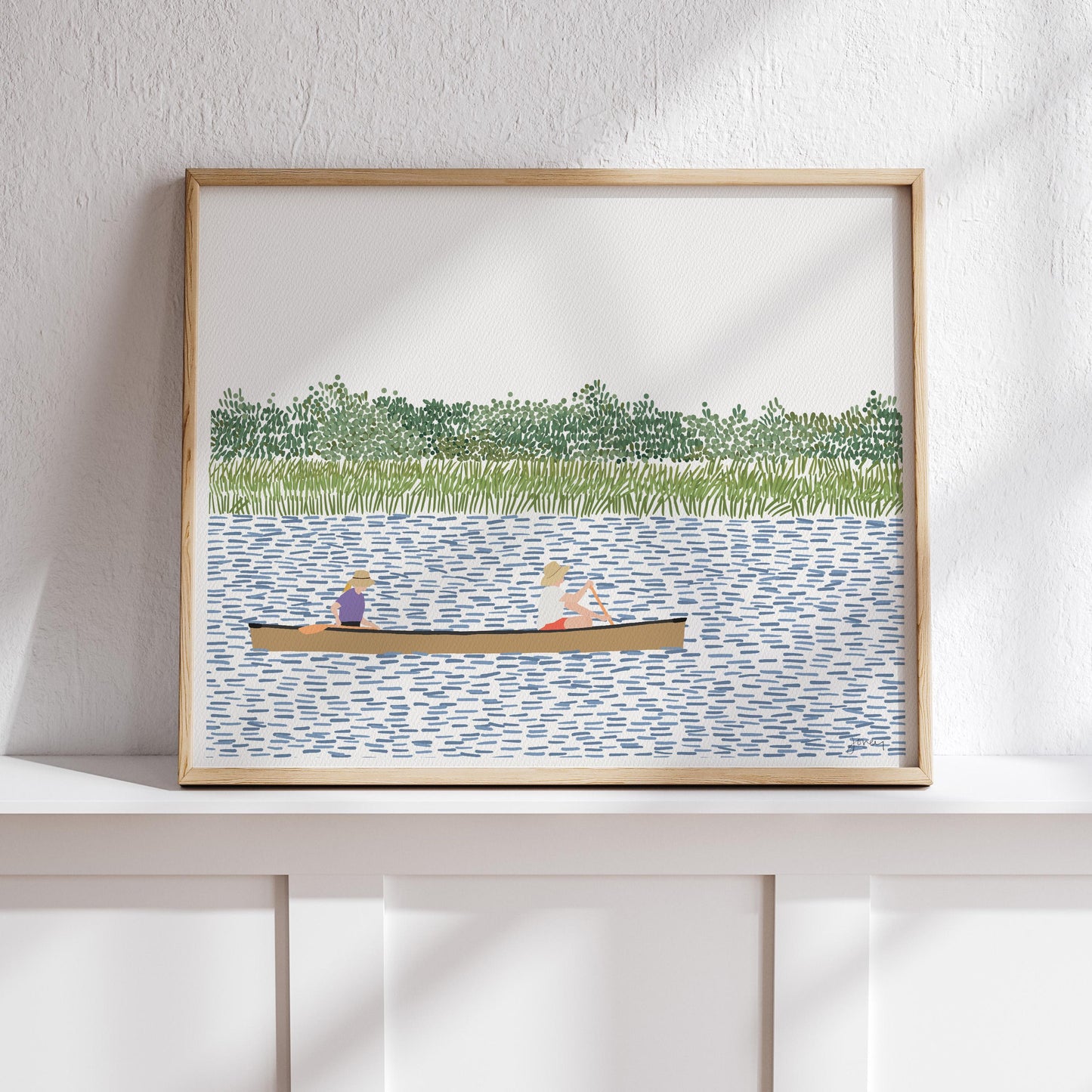 Canoeing Couple Art Print - Signed - 260615