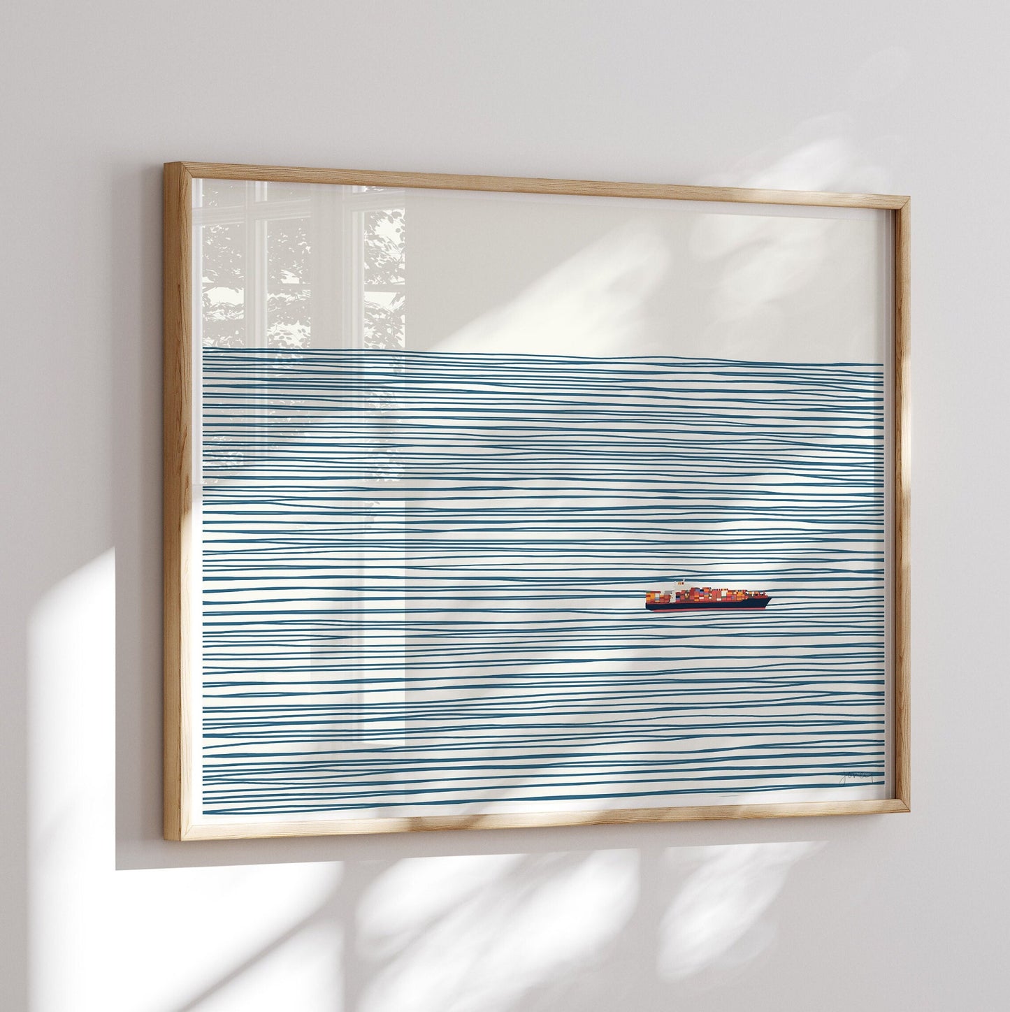 Container Ship on Ocean Art Print - Unframed or Framed - 140127-L