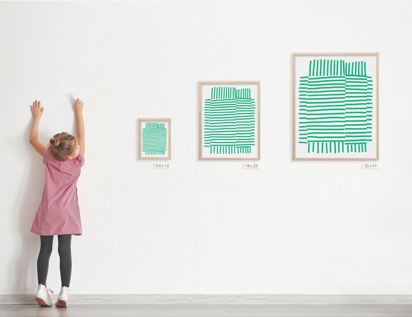 Green Striped Art Print - Unframed or Framed - Abstract Wall Art - 181113