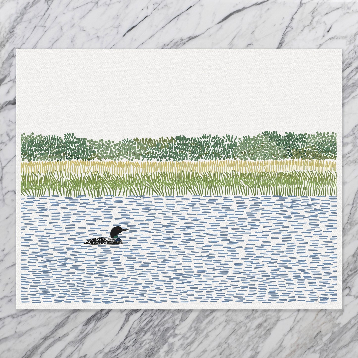 Loon on a River Art Print - Unframed or Framed - 250602