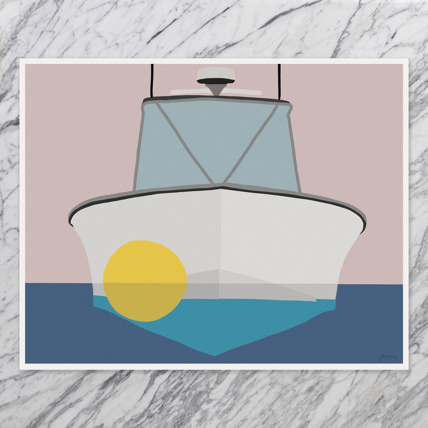 Center Console Fishing Boat Art Print - Signed - 260531
