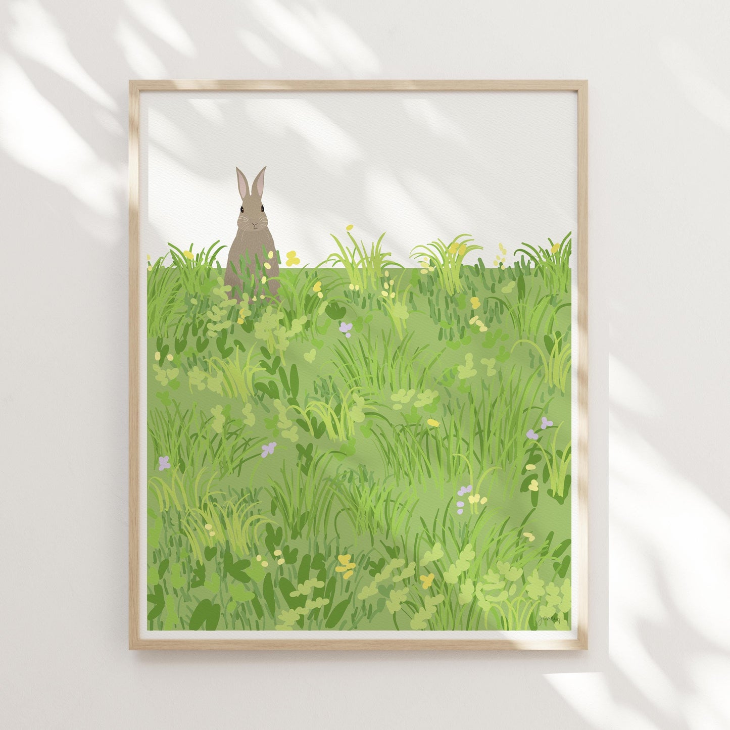 Bunny in the Grass Art Print - Unframed or Framed - 130307