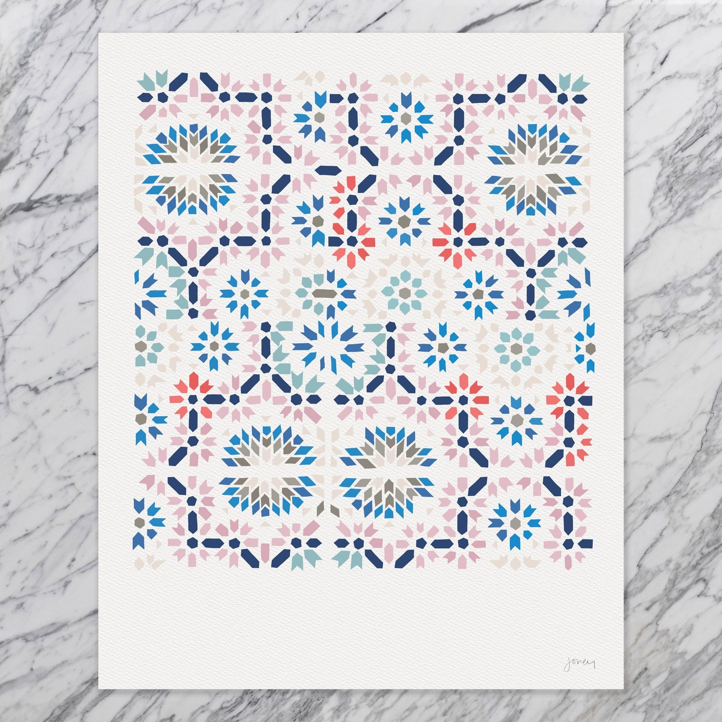 Abstract Tile Art Print - Vibrant Color Artwork | Framed or Unframed Options