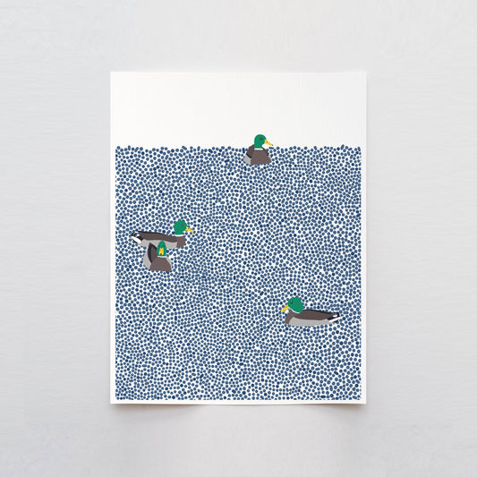 Mallards Swimming Art Print - Unframed or Framed - 231001