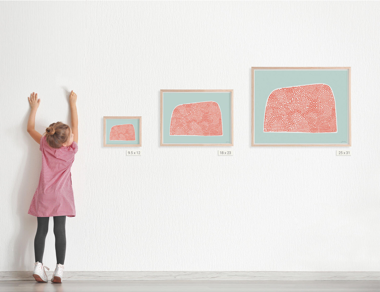 Coral Dotted Abstract Art Print – Signed - 220317