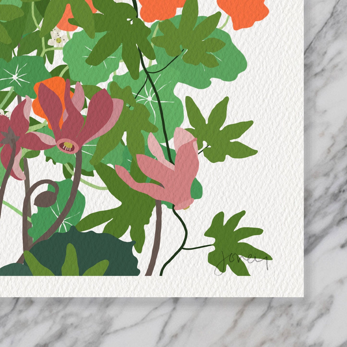 Millefleur Water Lillies Art Print - Unframed or Framed - 210315A