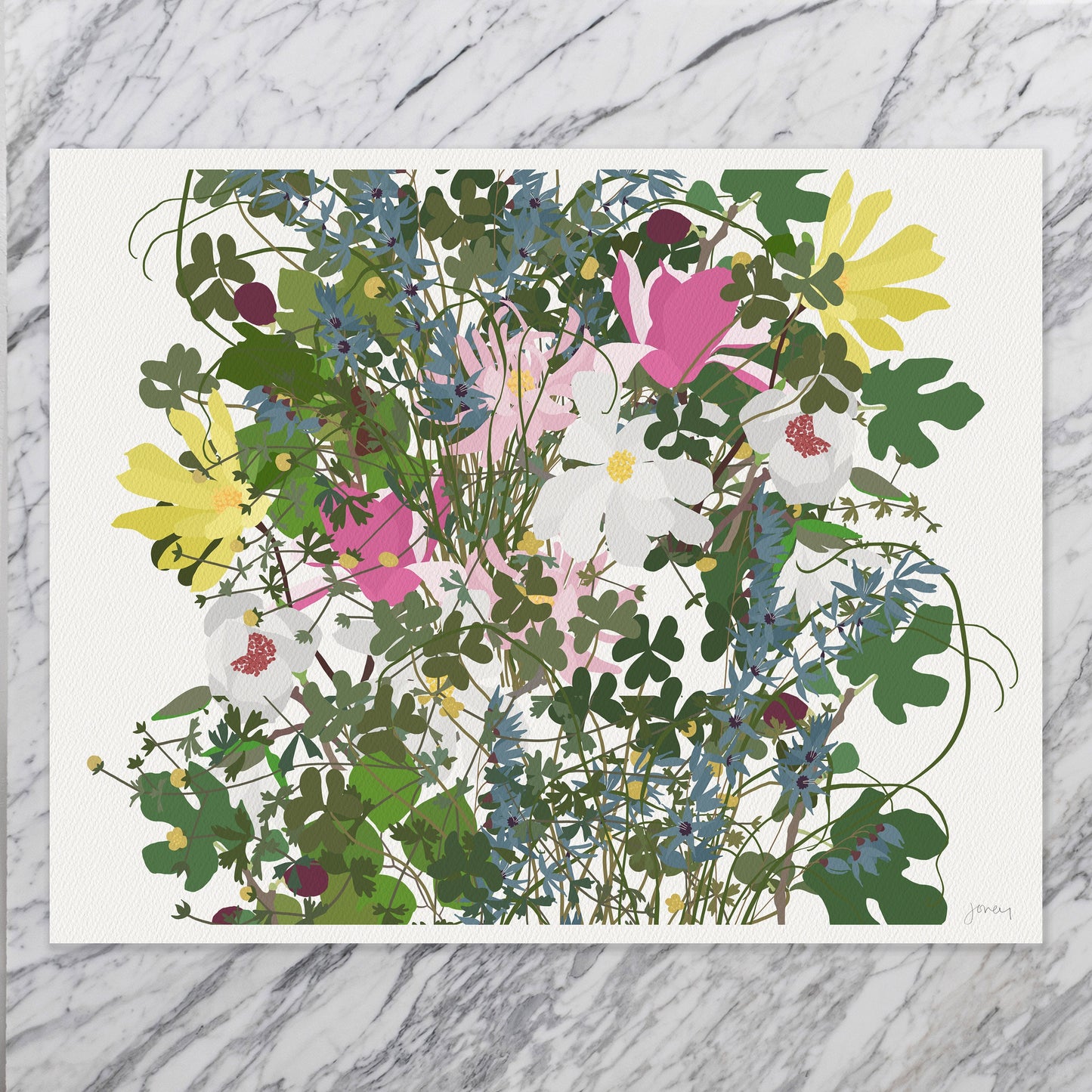 Magnolias Millefleurs Art Print - Unframed or Framed - 210322A