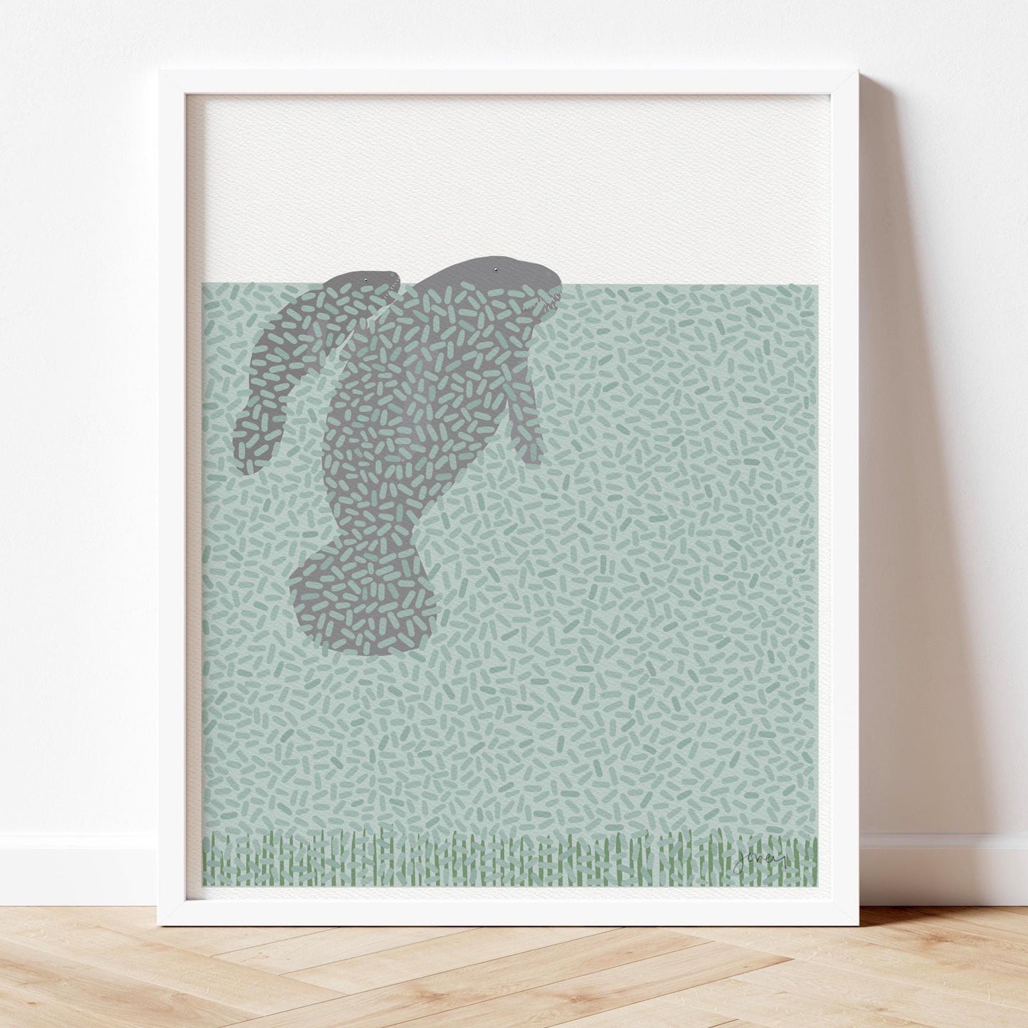 Manatee and Calf Art Print - Unframed or Framed - 250122