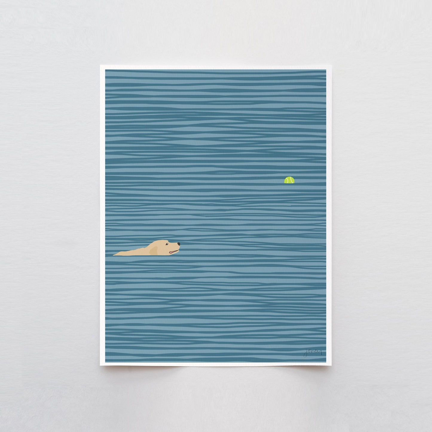 Yellow Labrador Swimming Art Print - Unframed or Framed - 140306