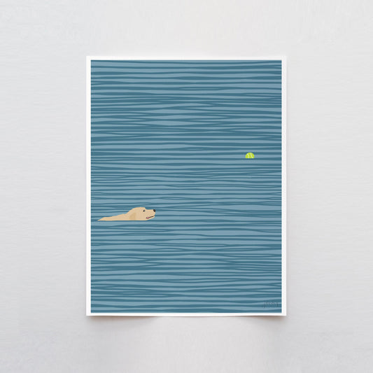 Yellow Labrador Swimming Art Print - Unframed or Framed - 140306
