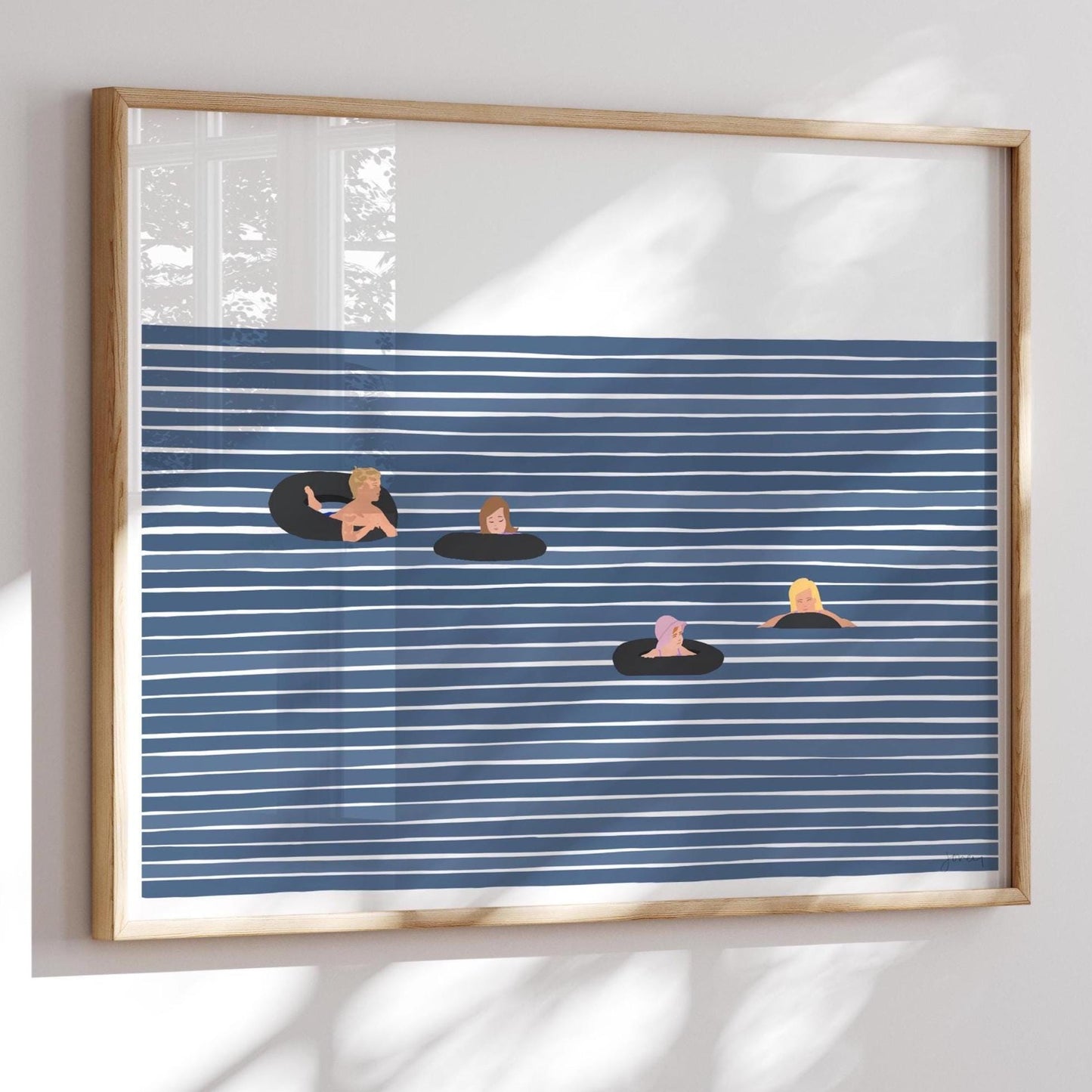 Family of Four in Inner Tubes Art Print - Unframed or Framed - 220917