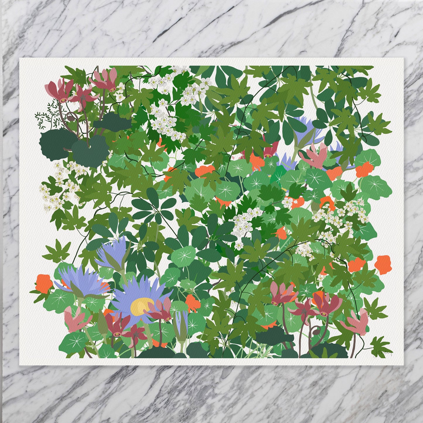 Millefleur Water Lillies Art Print - Unframed or Framed - 210315A