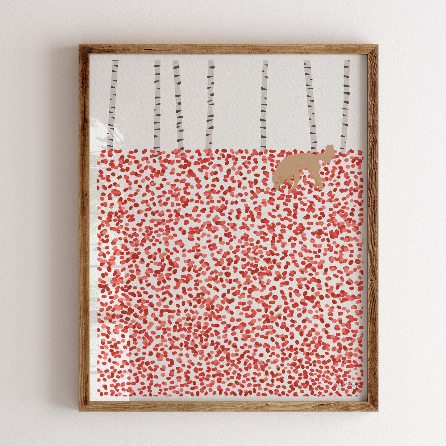 Autumn Leaves with a Golden Retriever Art Print - Unframed or Framed - 221115