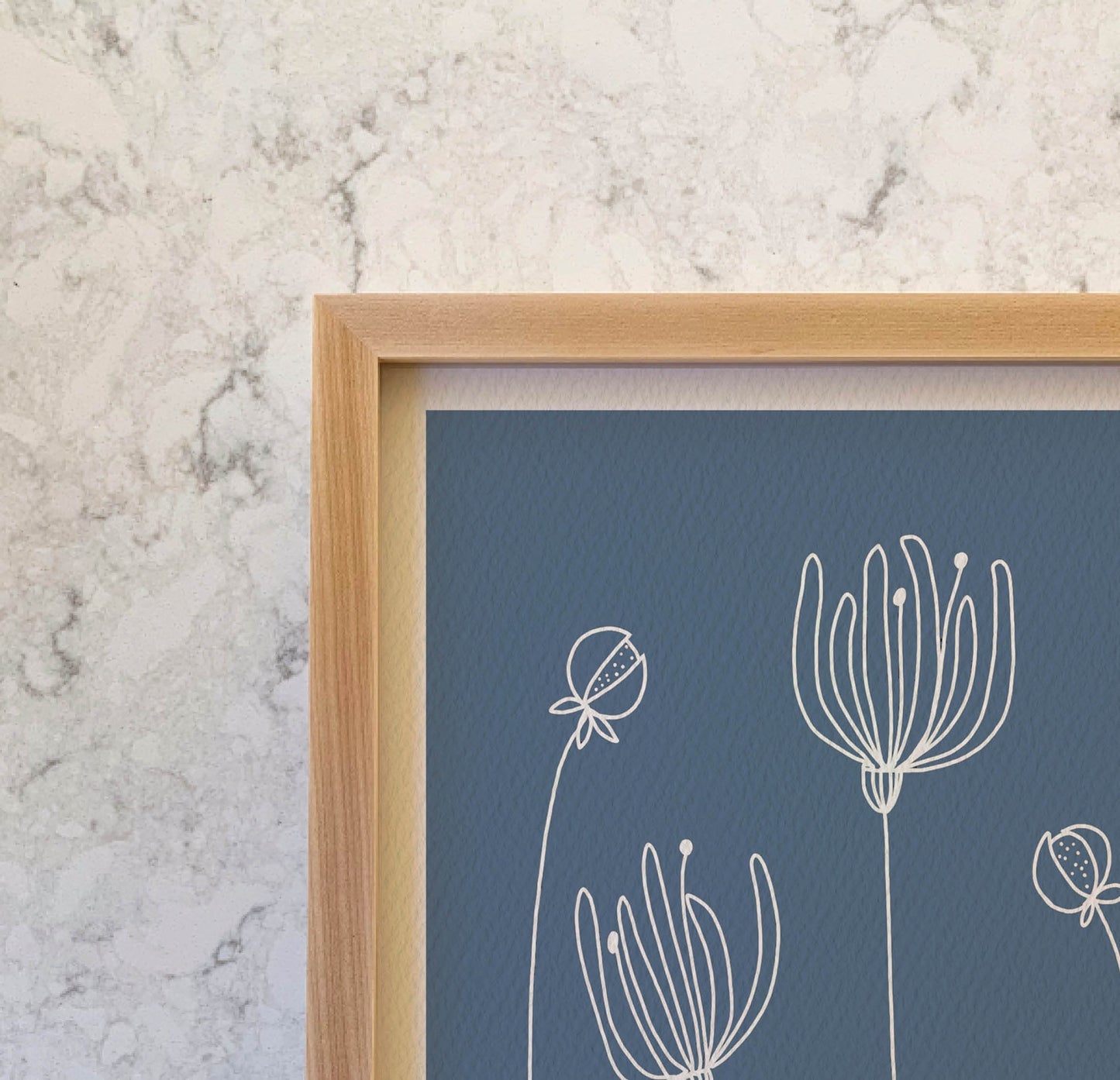 White Lined Floral Abstract Art Print - Unframed or Framed - 151102